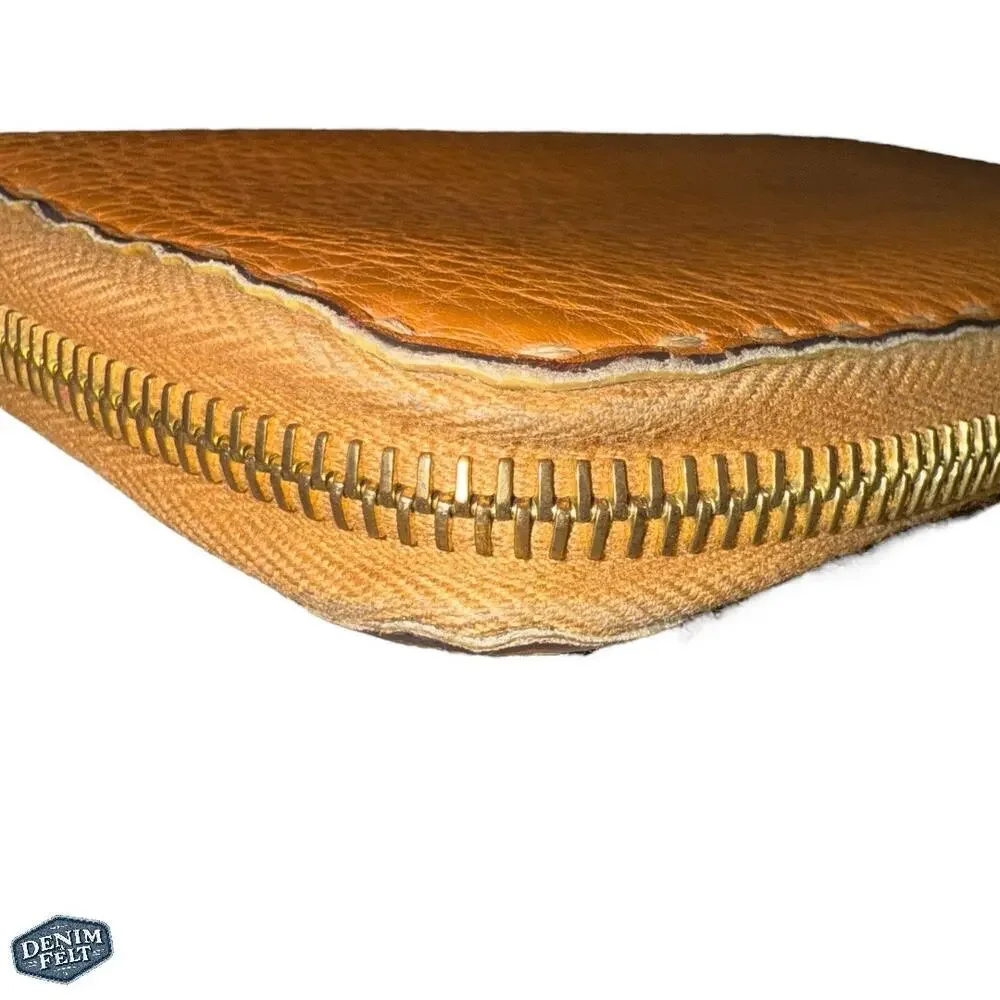 Fendi Selleria Roma Embossed Horse Logo Leather Tan ZipAround Long Wallet | RARE